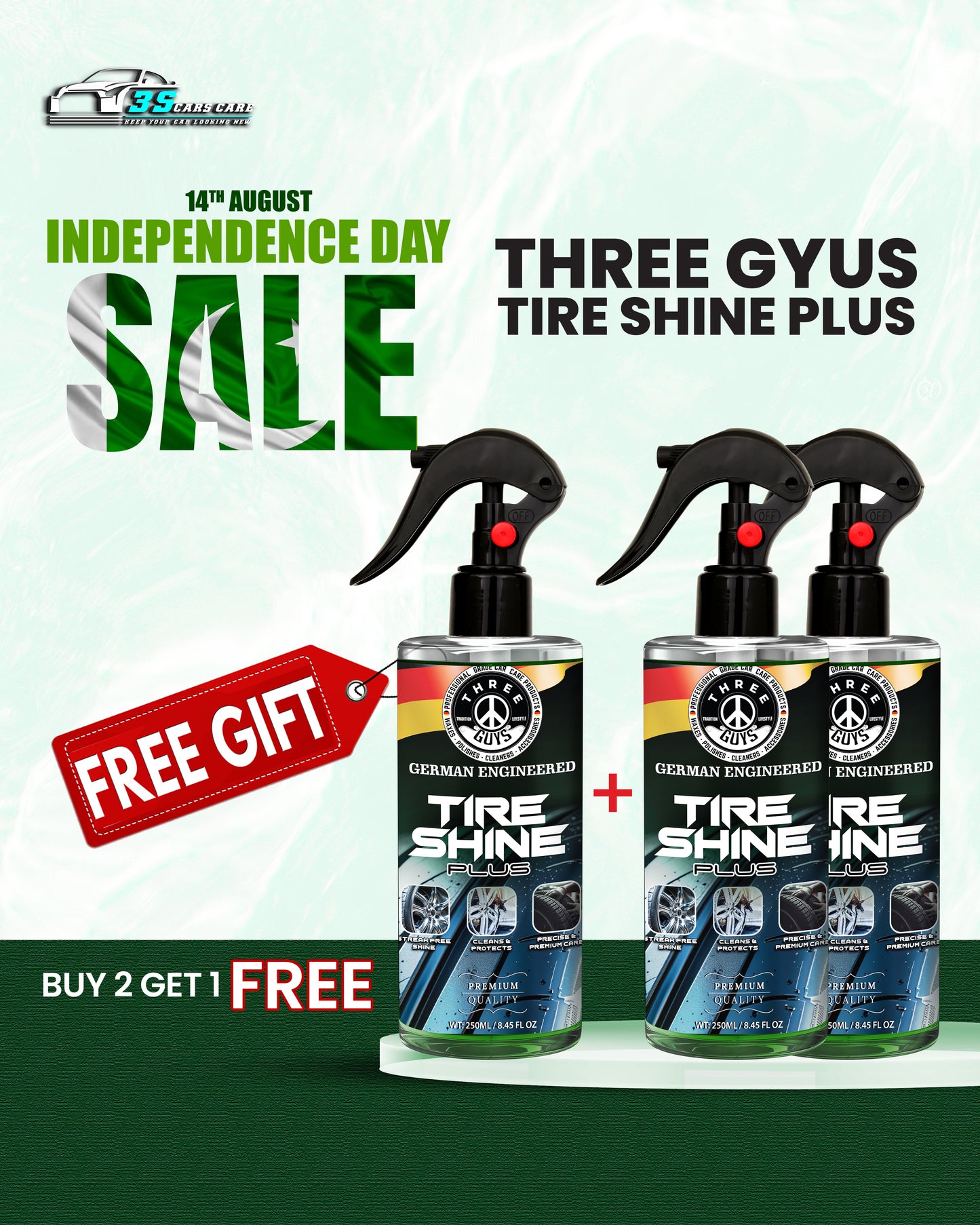 Tire Shine Plus – Streak-Free Shine – 250ml | THREE GUYS - German Engineered