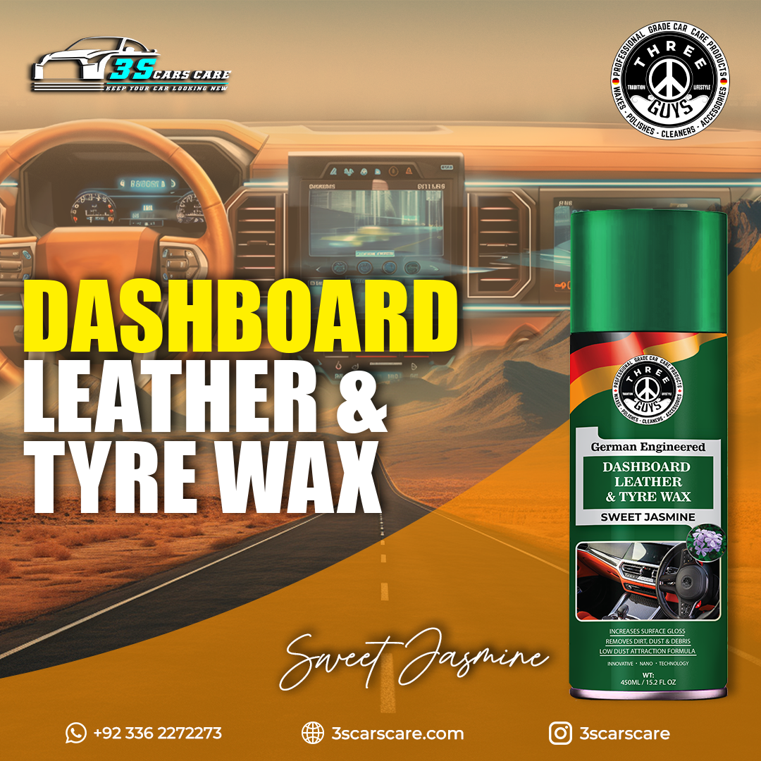 THREE GUYS Dashboard Leather & Tyre Wax (450ml) – Sweet Jasmine Fragrance | UV Protection & Dust Repellent | German Engineered