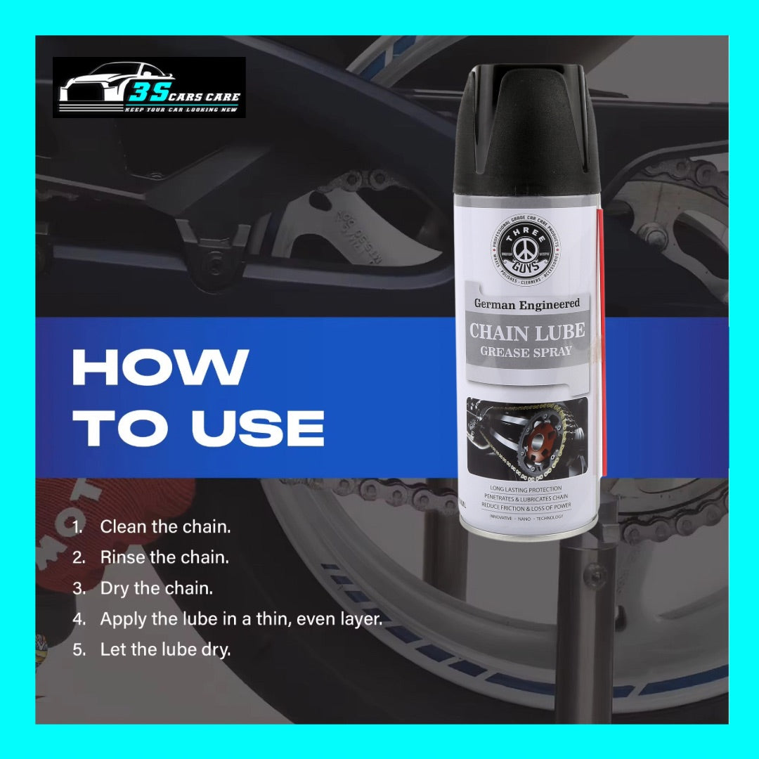 Chain Lube Grease Spray 450ml – High-Performance Lubricant for Chains, Hinges, Gears & Tools | Anti-Rust | THREE GUYS – German Engineered
