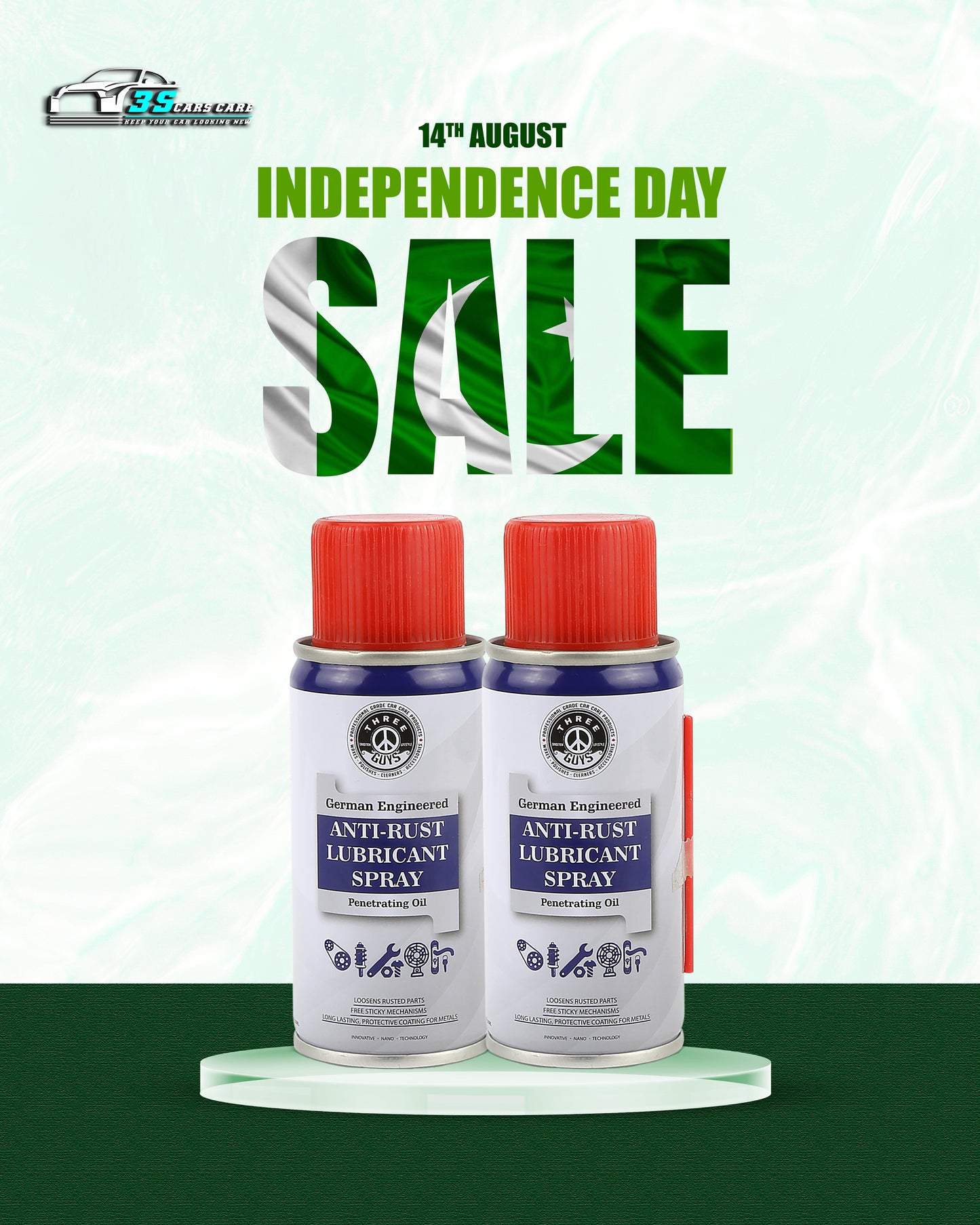 Anti-Rust Lubricant Spray - 100ml | Penetrating Oil, Rust Remover & Multi-Purpose De-Rust Spray | THREE GUYS - German Engineered