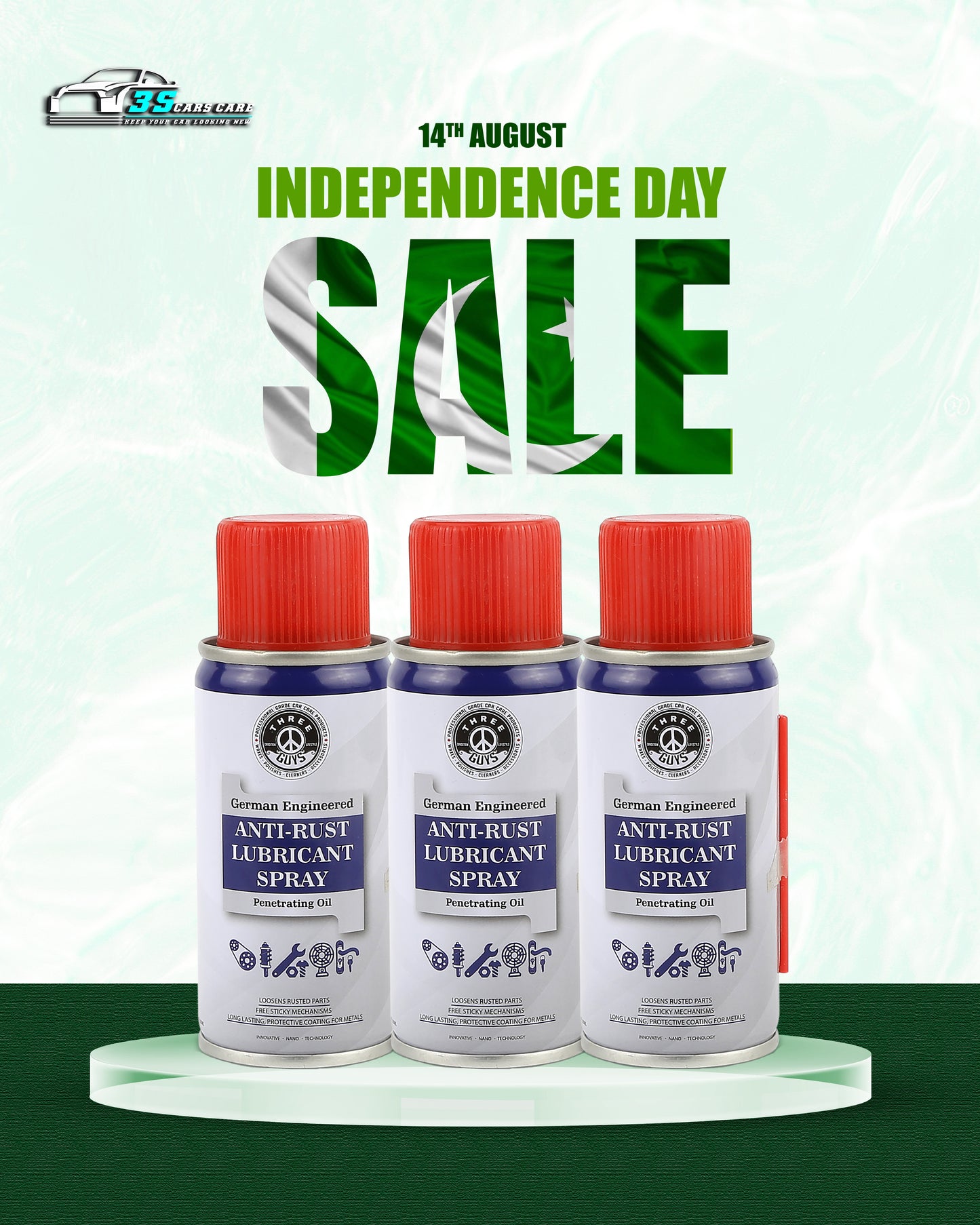 Anti-Rust Lubricant Spray - 100ml | Penetrating Oil, Rust Remover & Multi-Purpose De-Rust Spray | THREE GUYS - German Engineered