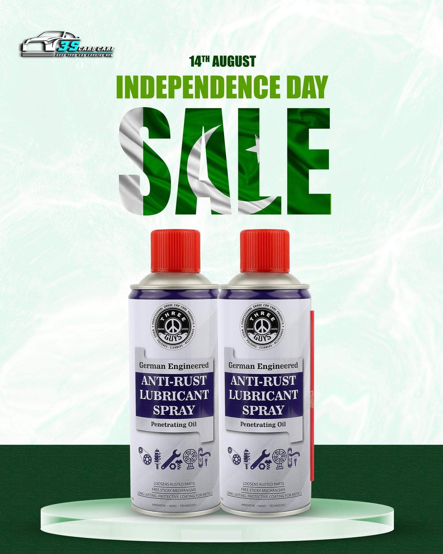 Anti-Rust Lubricant Spray - 450ml | Penetrating Oil, Rust Remover & Multi-Purpose De-Rust Spray | THREE GUYS - German Engineered
