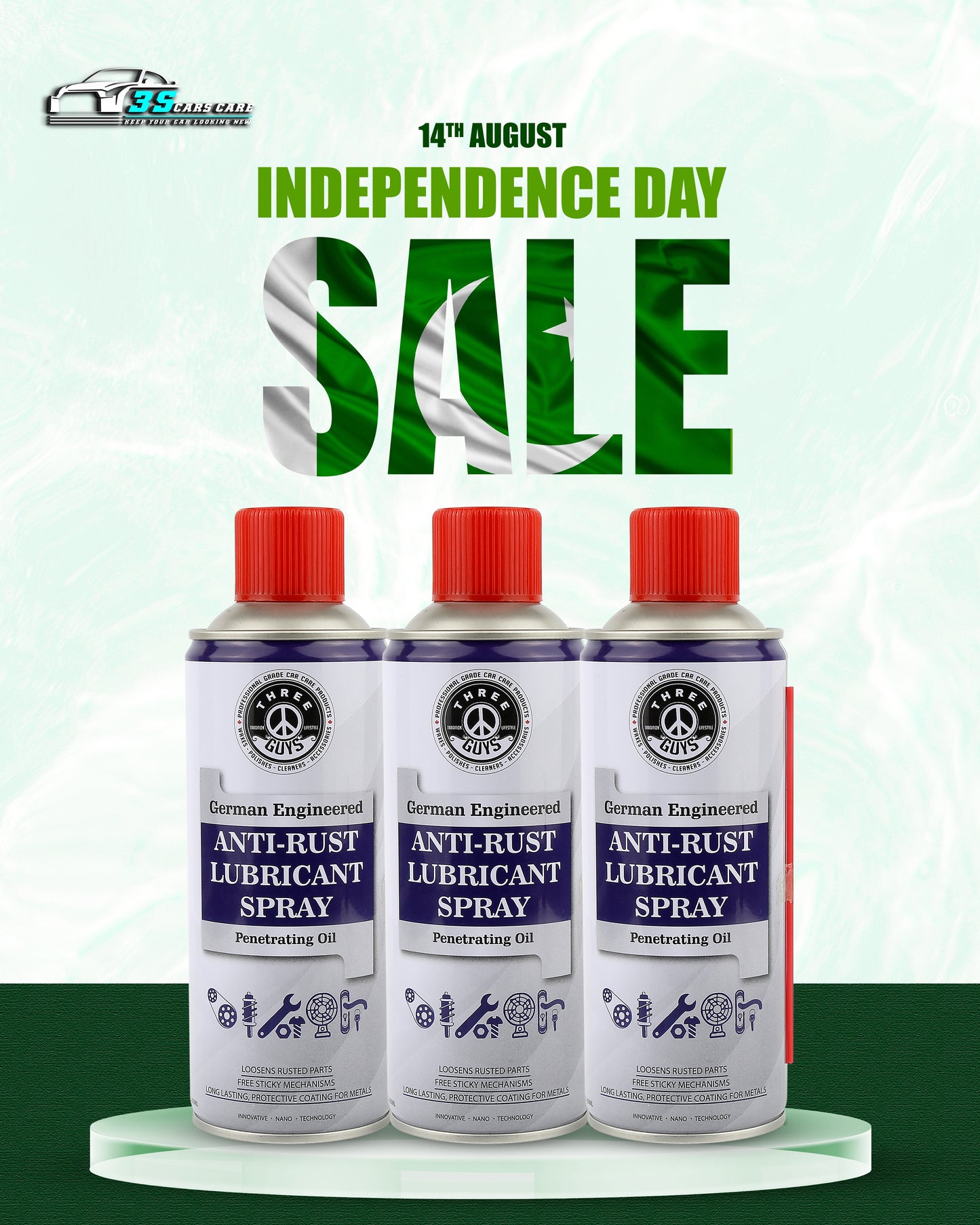 Anti-Rust Lubricant Spray - 450ml | Penetrating Oil, Rust Remover & Multi-Purpose De-Rust Spray | THREE GUYS - German Engineered