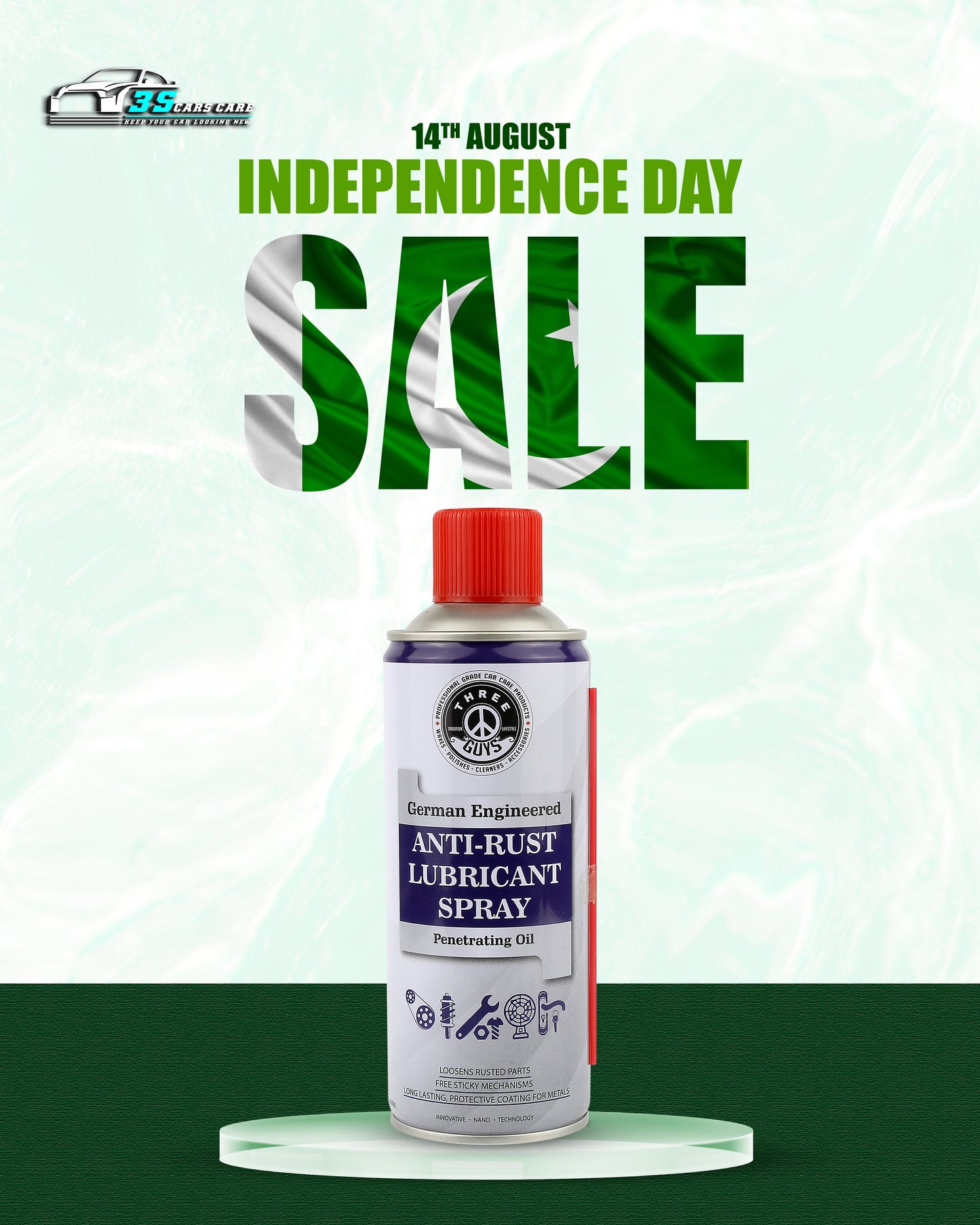 Anti-Rust Lubricant Spray - 450ml | Penetrating Oil, Rust Remover & Multi-Purpose De-Rust Spray | THREE GUYS - German Engineered