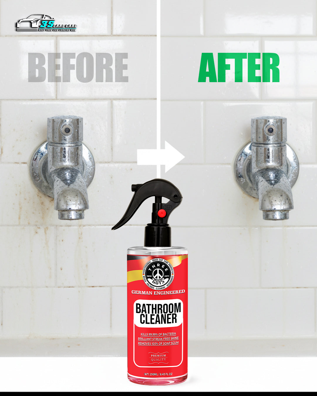 Bathroom Cleaner – Powerful Germ-Killing & Soap Scum Remover | THREE GUYS - German Engineered