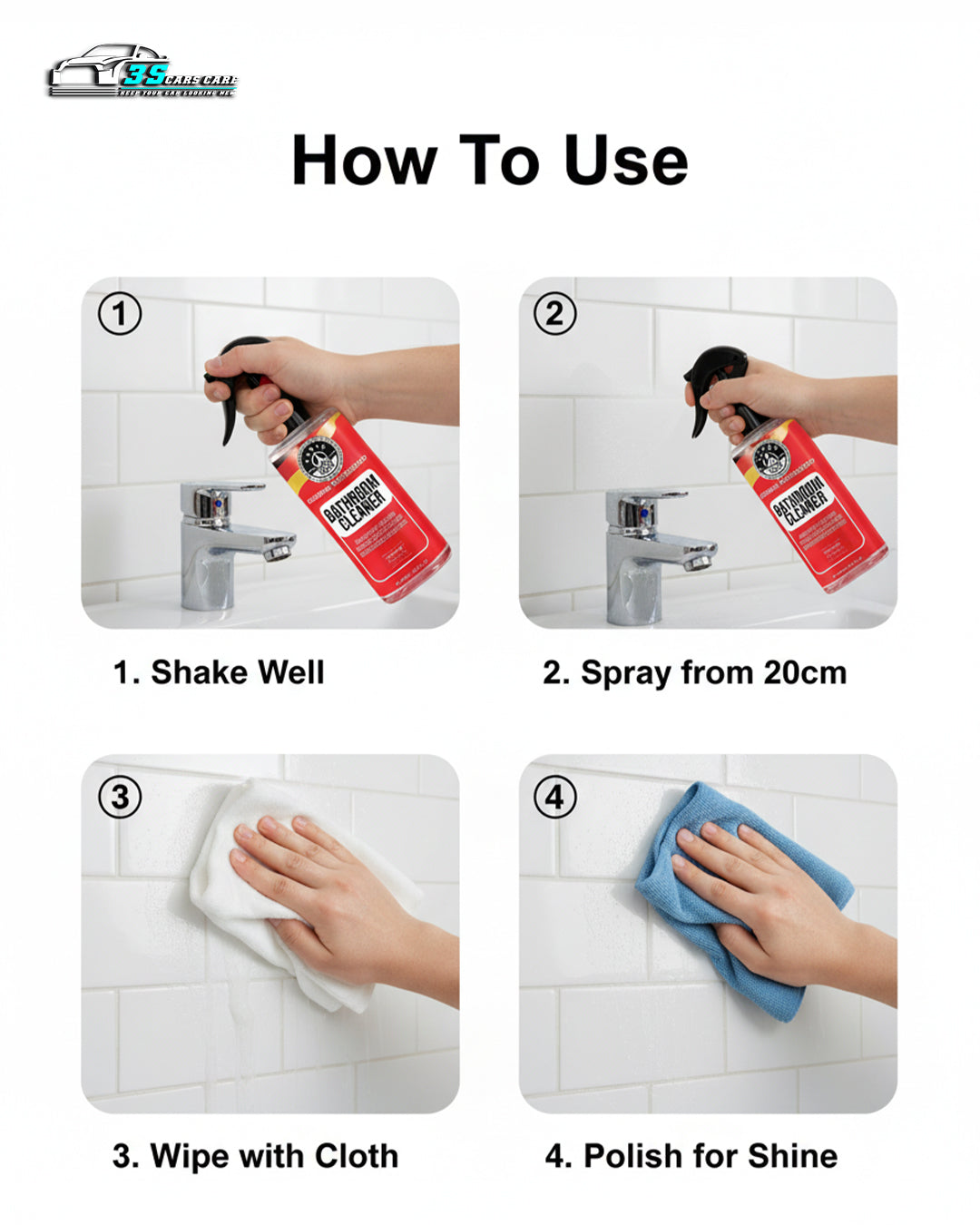Bathroom Cleaner – Powerful Germ-Killing & Soap Scum Remover | THREE GUYS - German Engineered