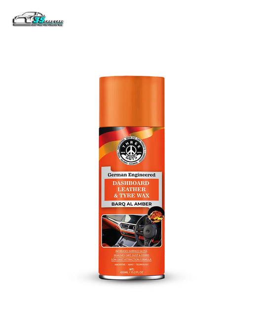 THREE GUYS Dashboard Leather & Tyre Wax (450ml) – Barq Al Amber Fragrance | UV Protection & Dust Repellent | German Engineered
