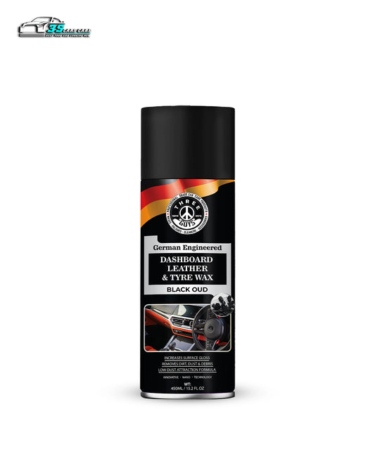 THREE GUYS Dashboard Leather & Tyre Wax (450ml) – Black Oud Fragrance | UV Protection & Dust Repellent | German Engineered