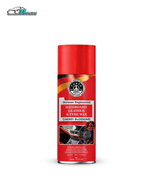 THREE GUYS Dashboard Leather & Tyre Wax (450ml) – Cherry Blossoms Fragrance | UV Protection & Dust Repellent | German Engineered