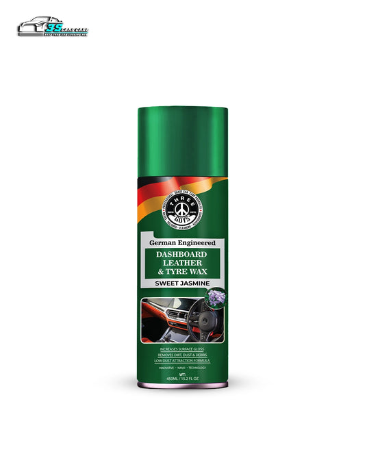 THREE GUYS Dashboard Leather & Tyre Wax (450ml) – Sweet Jasmine Fragrance | UV Protection & Dust Repellent | German Engineered