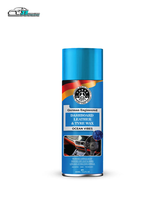 THREE GUYS Dashboard Leather & Tyre Wax (450ml) – Ocean Vibes Fragrance | UV Protection & Dust Repellent | German Engineered