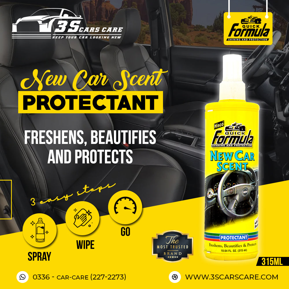 Shine Protects & Protectant – New Car Scent | Vinyl, Rubber, Plastic & Leather Care – 315ml | FORMULA | (HISCO)