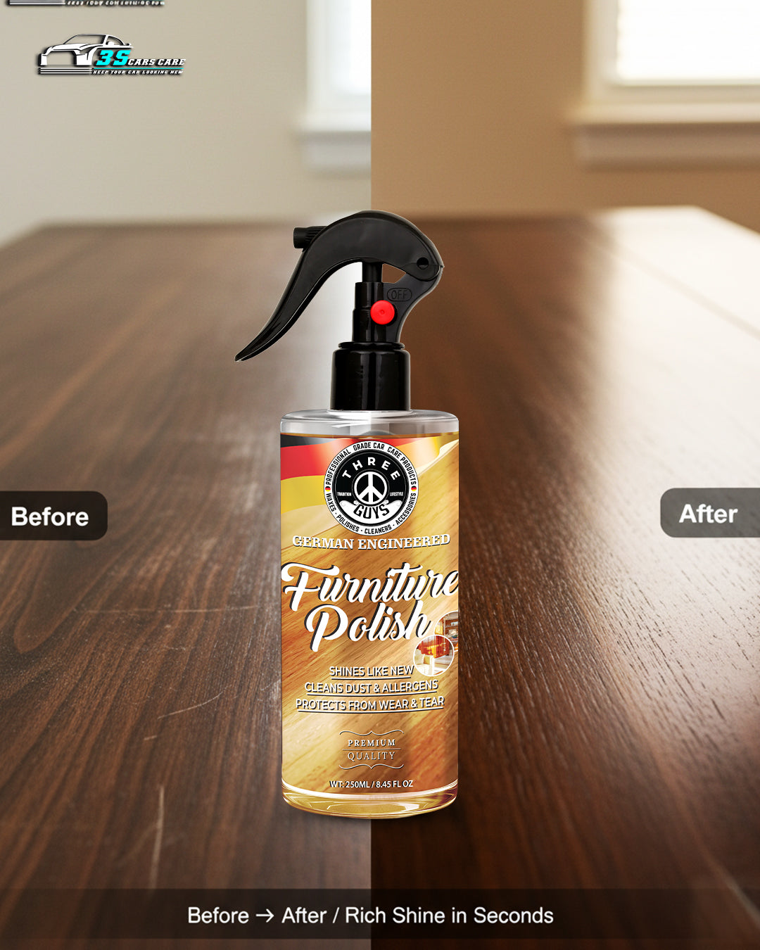 Furniture Polish – Wood Cleaner & Shine Protector | THREE GUYS - German Engineered