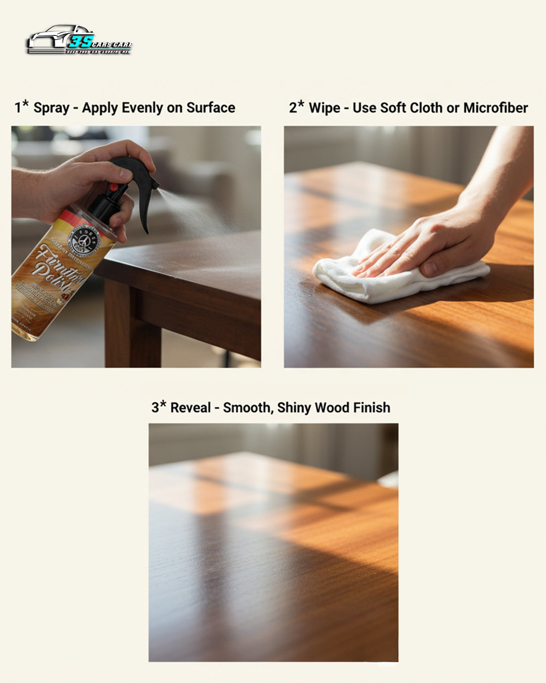 Furniture Polish – Wood Cleaner & Shine Protector | THREE GUYS - German Engineered