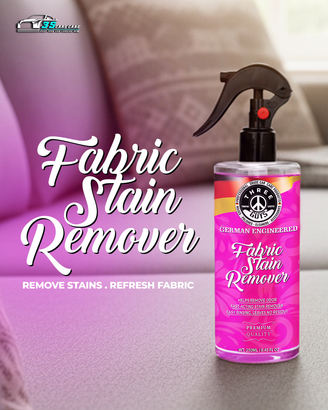 Fabric Stain Remover – Fast-Acting Cleaner for Carpets & Upholstery | THREE GUYS - German Engineered