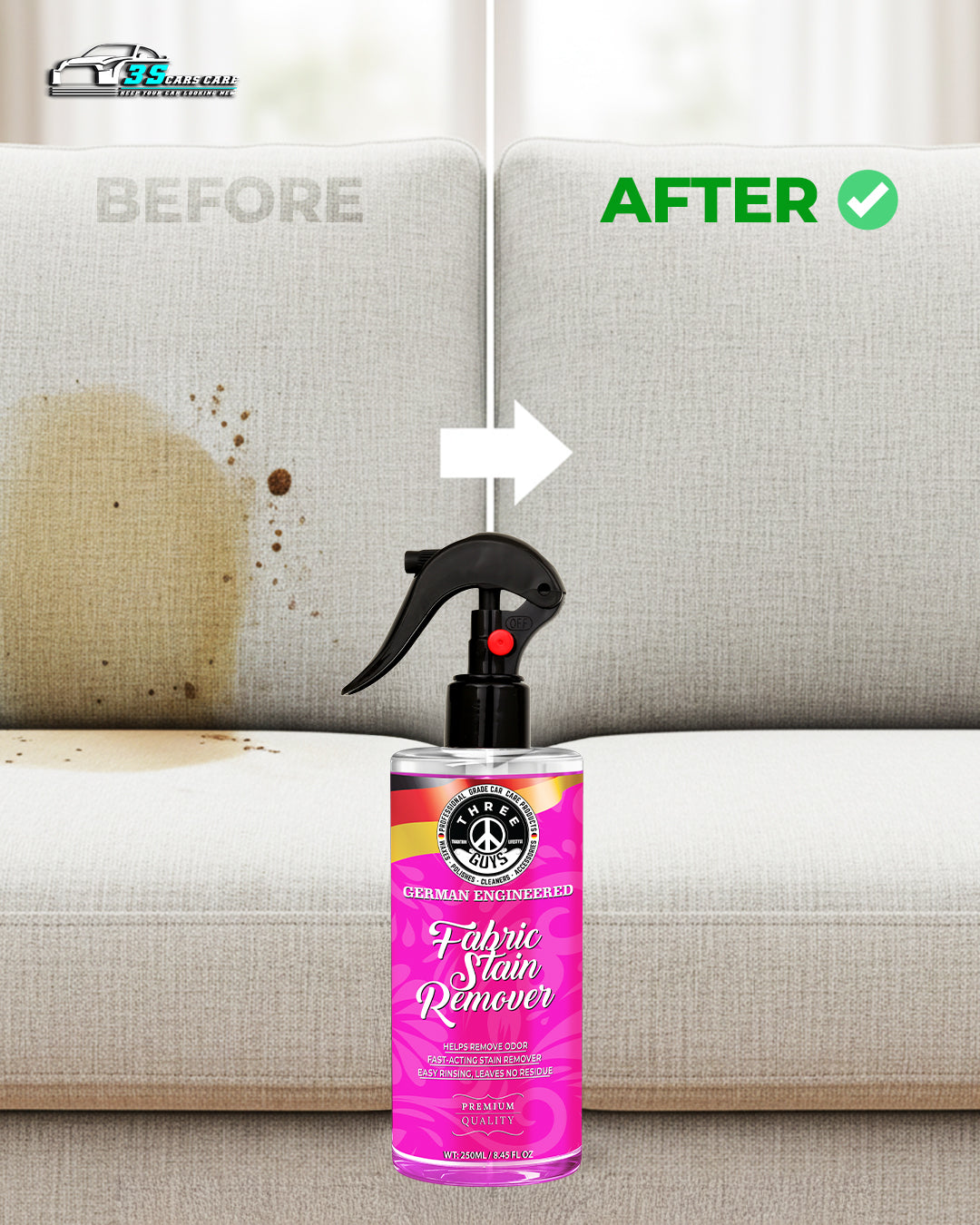 Fabric Stain Remover – Fast-Acting Cleaner for Carpets & Upholstery | THREE GUYS - German Engineered
