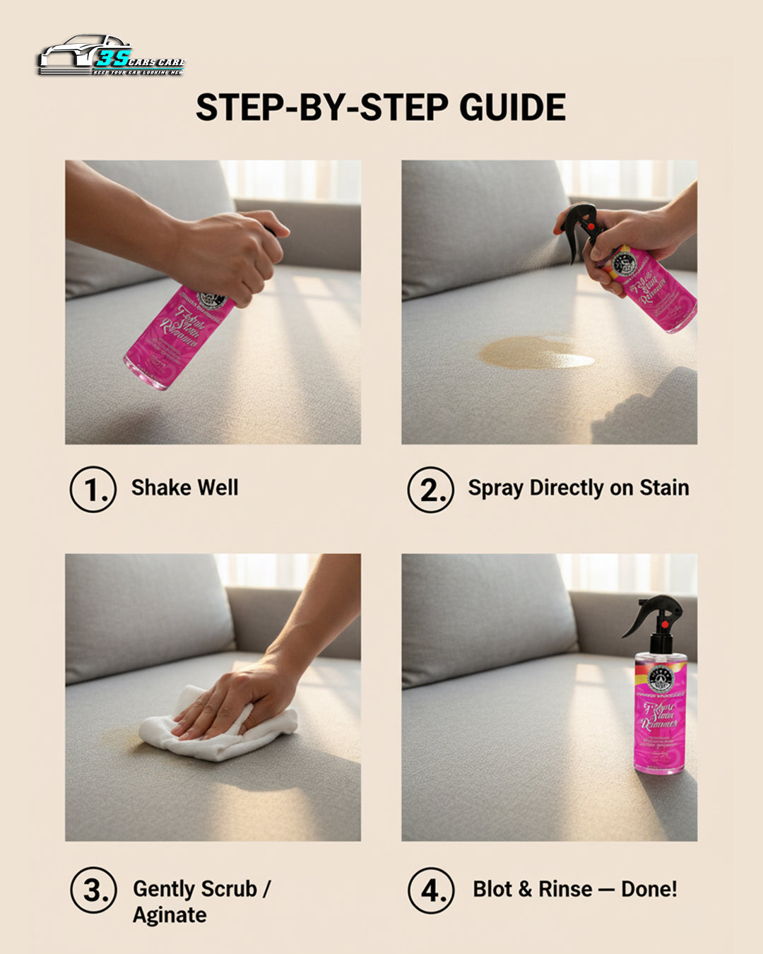 Fabric Stain Remover – Fast-Acting Cleaner for Carpets & Upholstery | THREE GUYS - German Engineered