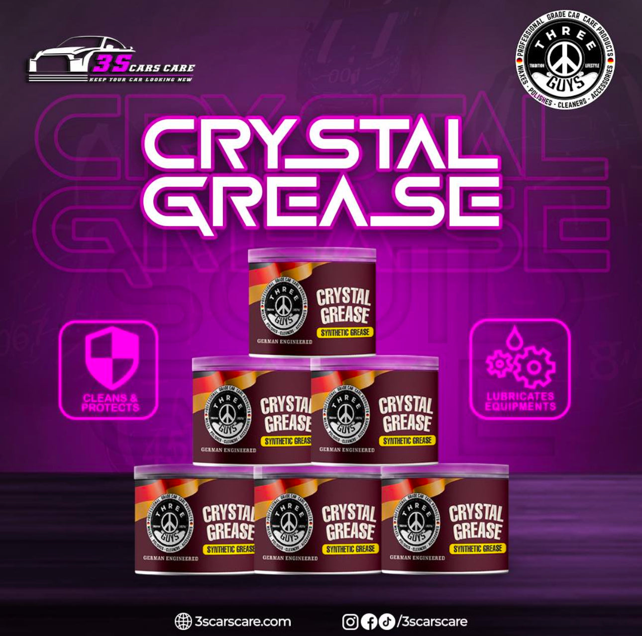 Crystal Grease – Transparent Synthetic Grade | THREE GUYS - German Engineered 100g