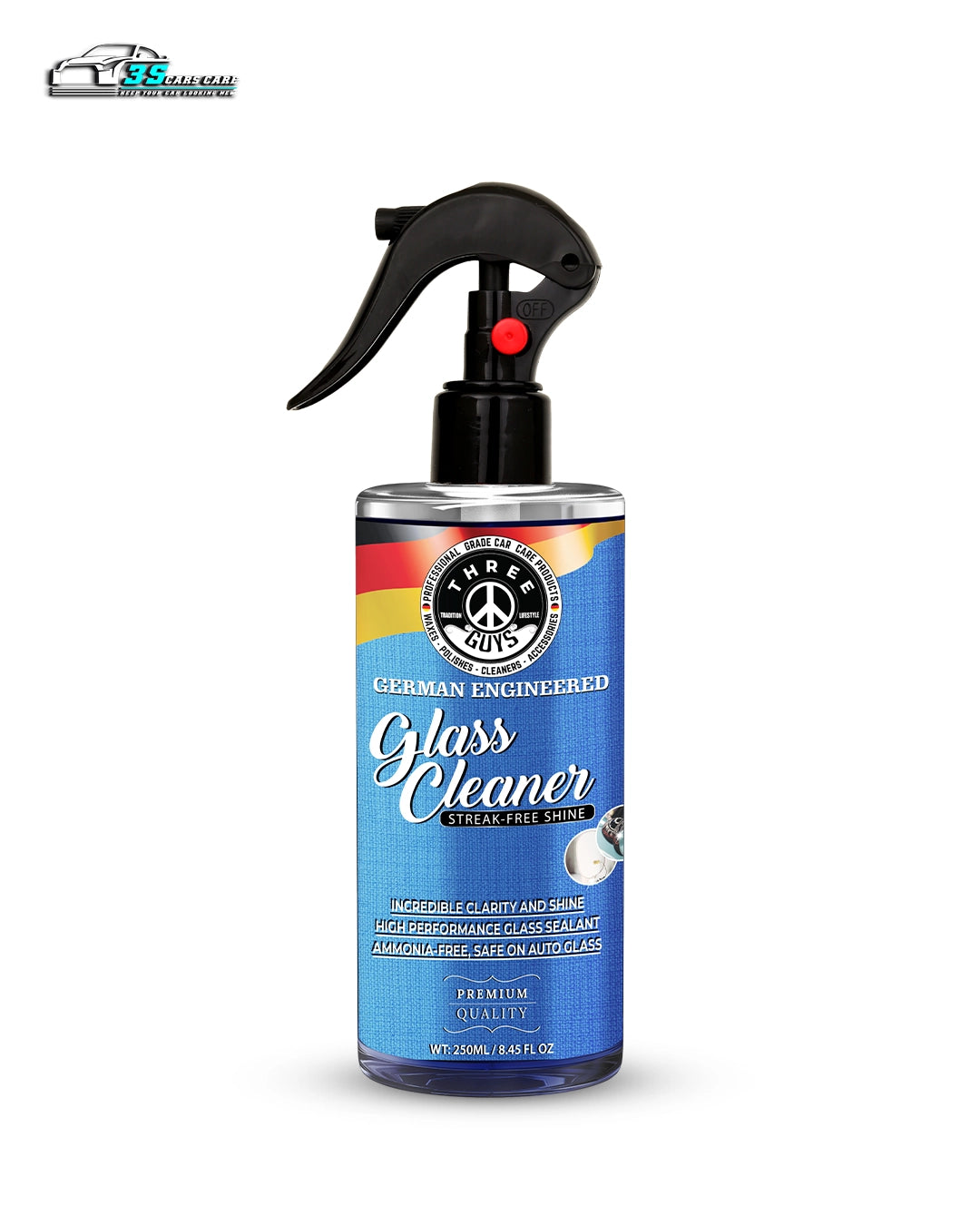 Glass Cleaner Spray – Streak-Free Shine for Car & Home – 250ml | THREE GUYS - German Engineered