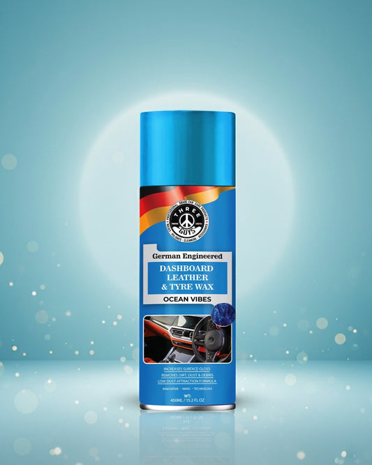 THREE GUYS Dashboard Leather & Tyre Wax (450ml) – Ocean Vibes Fragrance | UV Protection & Dust Repellent | German Engineered