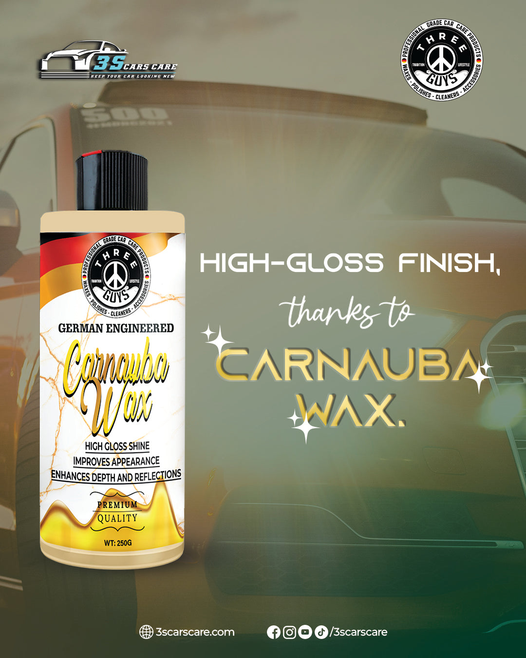 Carnauba Wax – Deep Gloss – 250g | THREE GUYS - German Engineered