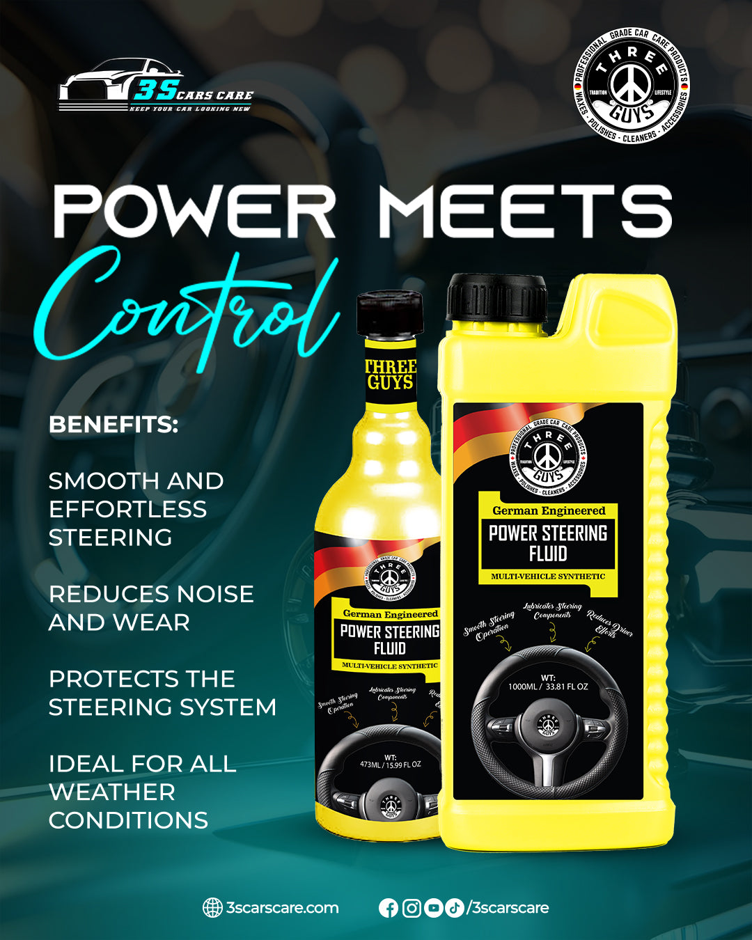 Power Steering Fluid Multi-Vehicle Synthetic | THREE GUYS - German Engineered