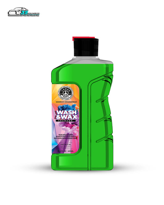 Wash & Wax Shampoo – Car Shampoo with Carnauba Wax | Wash & Shine in One Step | High Foam Formula | THREE GUYS - German Engineered