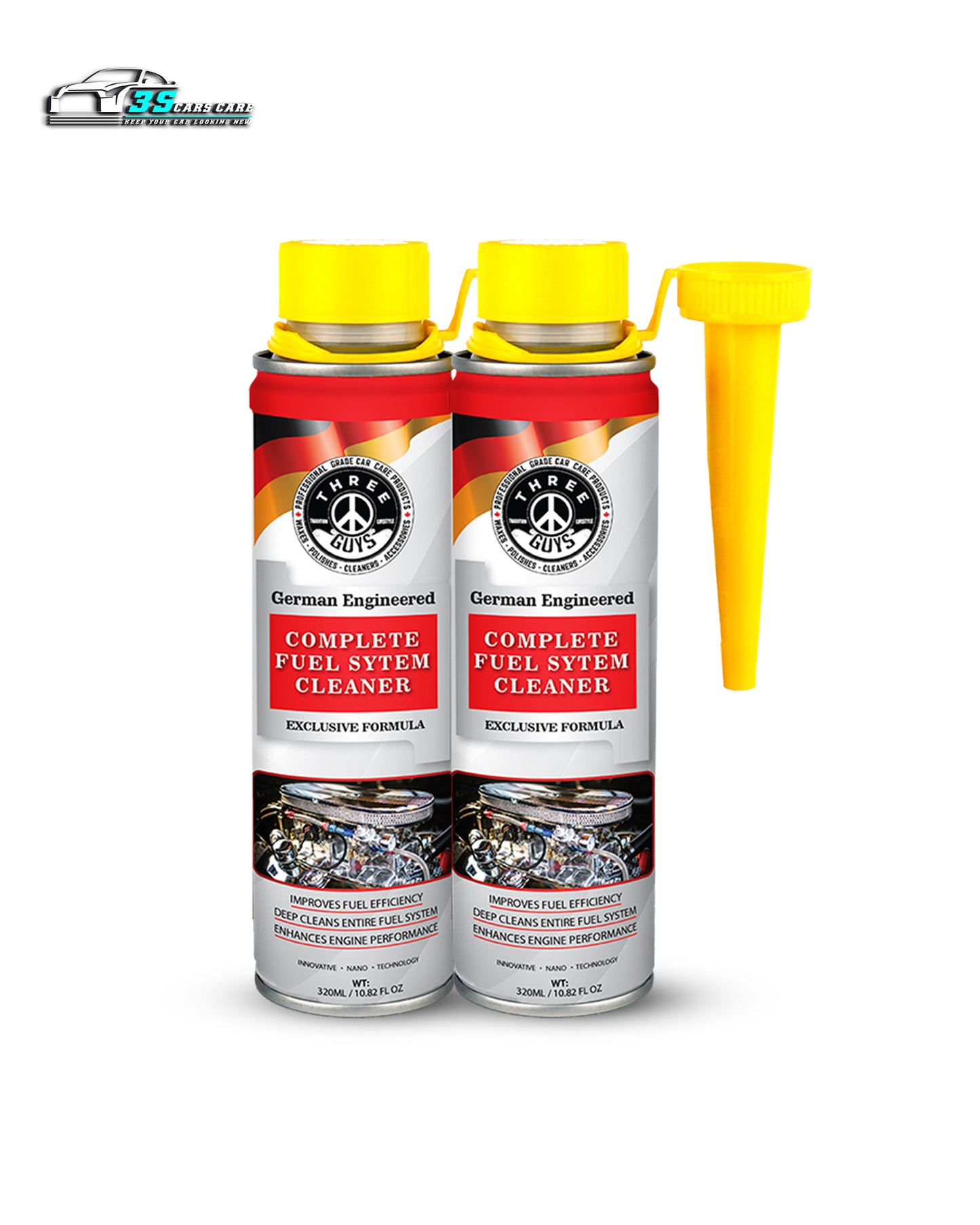 Complete Fuel System Cleaner – THREE GUYS – German Engineered | Petrol Additive for Cars & Bikes | Boosts Mileage & Restores Power – 320ml