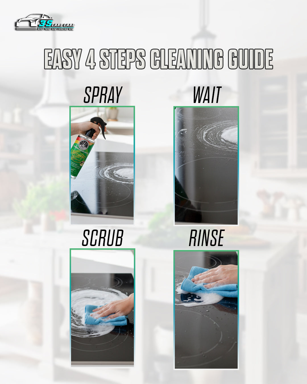 Kitchen Cleaner & Degreaser – Heavy Duty, Germ-Killing & Grease-Fighting Formula | THREE GUYS - German Engineered