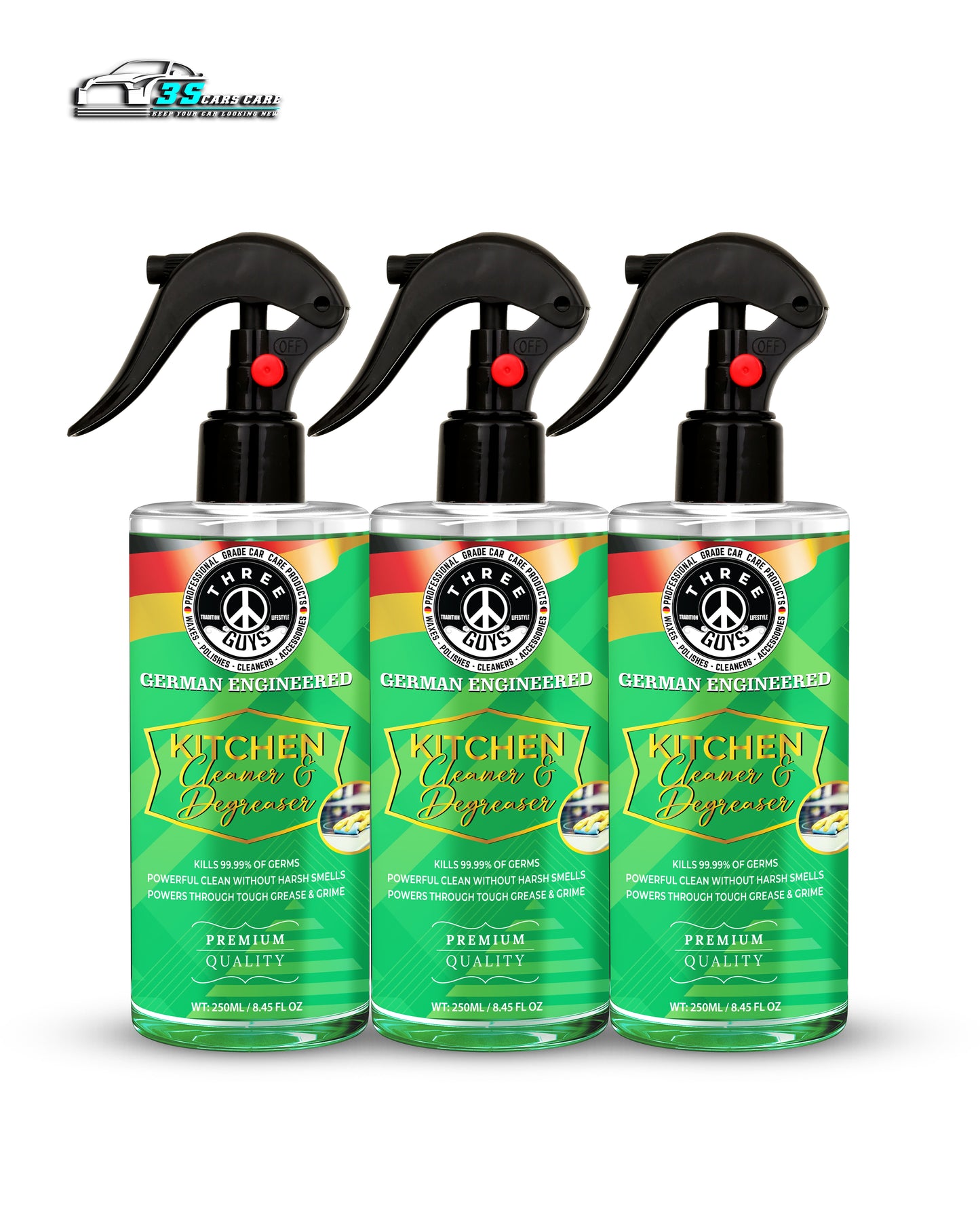 Kitchen Cleaner & Degreaser – Heavy Duty, Germ-Killing & Grease-Fighting Formula | THREE GUYS - German Engineered
