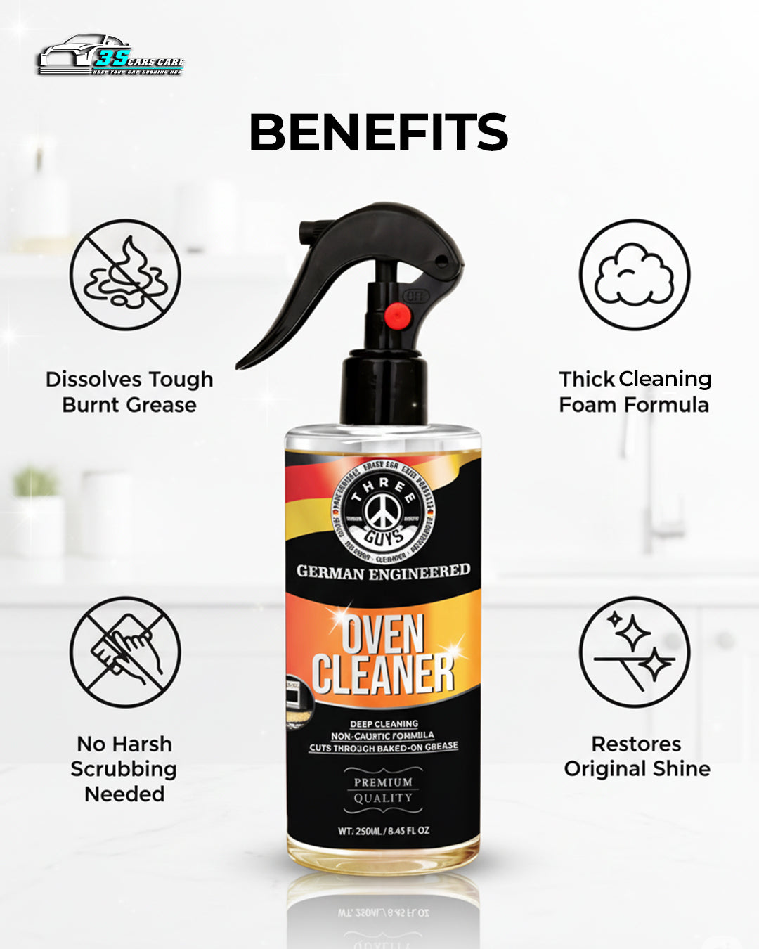 Oven Cleaner – Heavy-Duty Grease & Spill Remover | THREE GUYS - German Engineered
