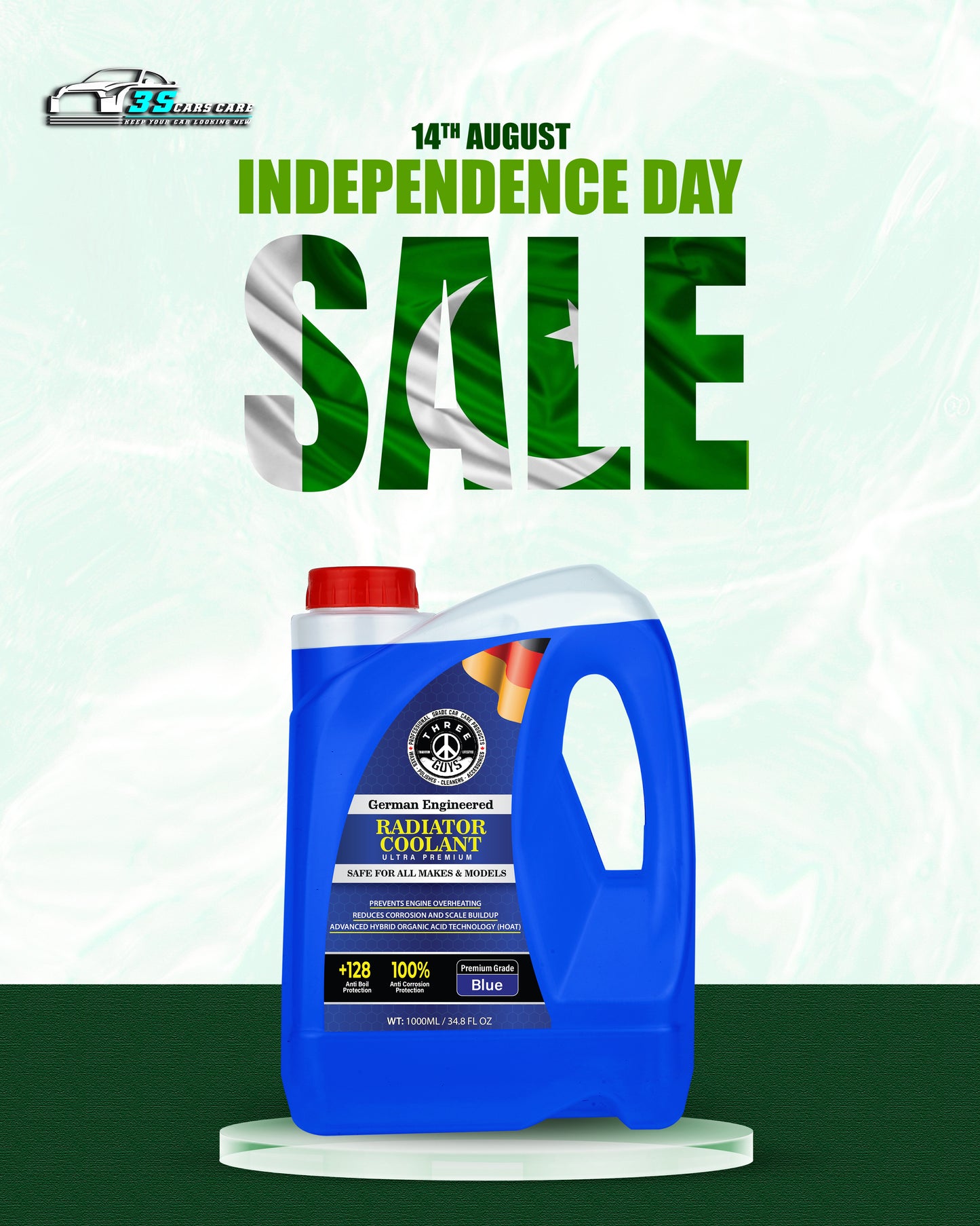 Radiator Coolant Blue – Premium Grade | (HOAT) Technology | THREE GUYS - German Engineered