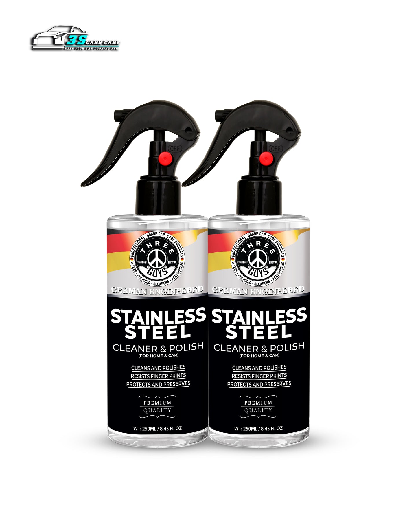 Stainless Steel Cleaner & Polish – Fingerprint Remover & Protective Shine Spray | THREE GUYS - German Engineered