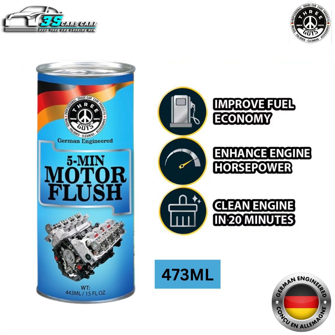 5-Min Motor Flush 443ML – Engine Flush Cleaner for Oil Change & Sludge Removal | THREE GUYS - German Engineered