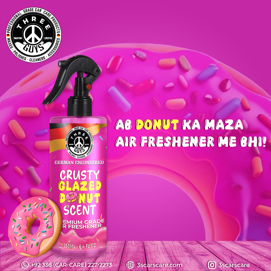 Crusty Glazed Donut Scent l THREE GUYS Premium Air Freshener – Long-Lasting Sweet Fragrance for Cars, Homes & Offices