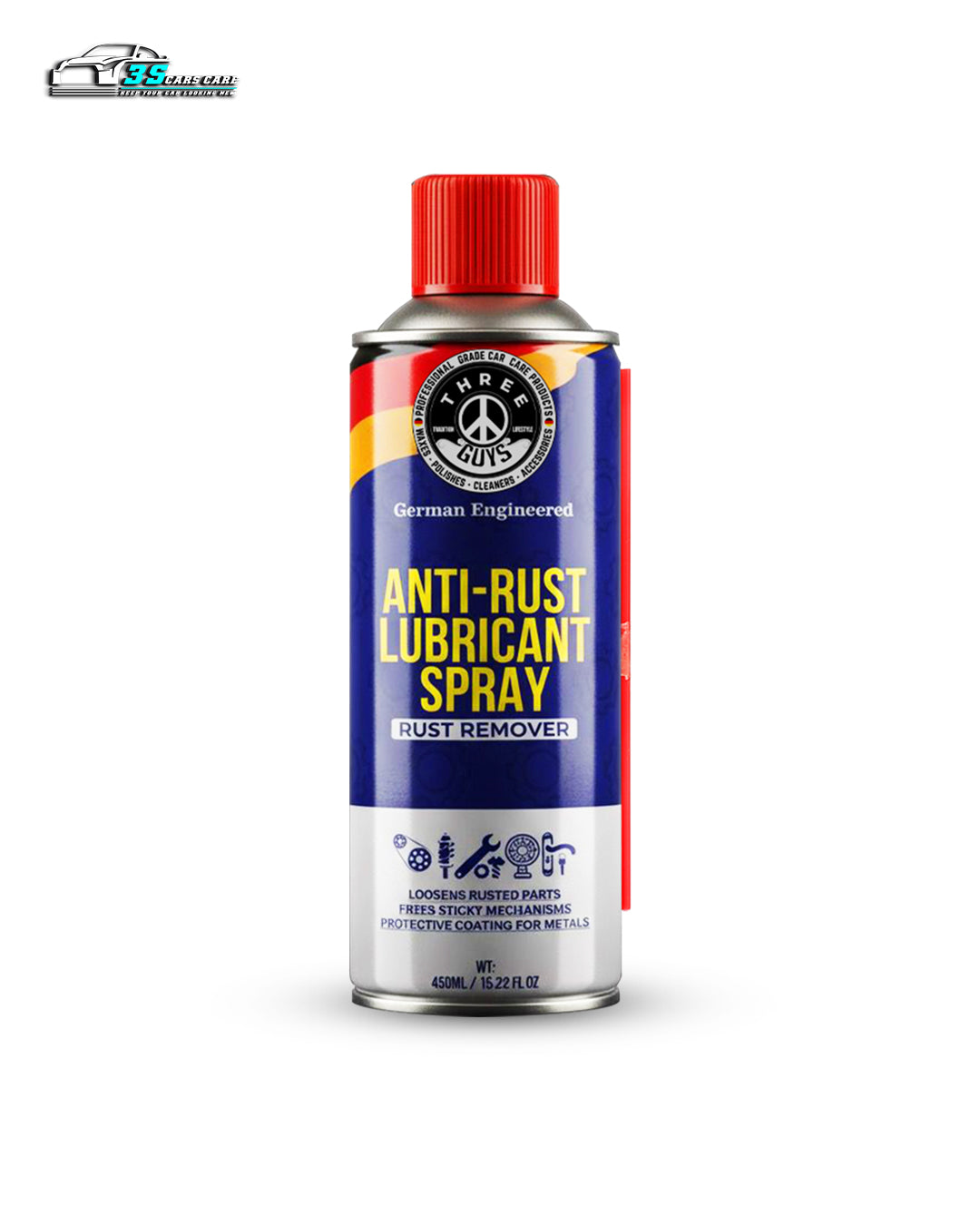 Anti-Rust Lubricant Spray - 450ml | Penetrating Oil, Rust Remover & Multi-Purpose De-Rust Spray | THREE GUYS - German Engineered