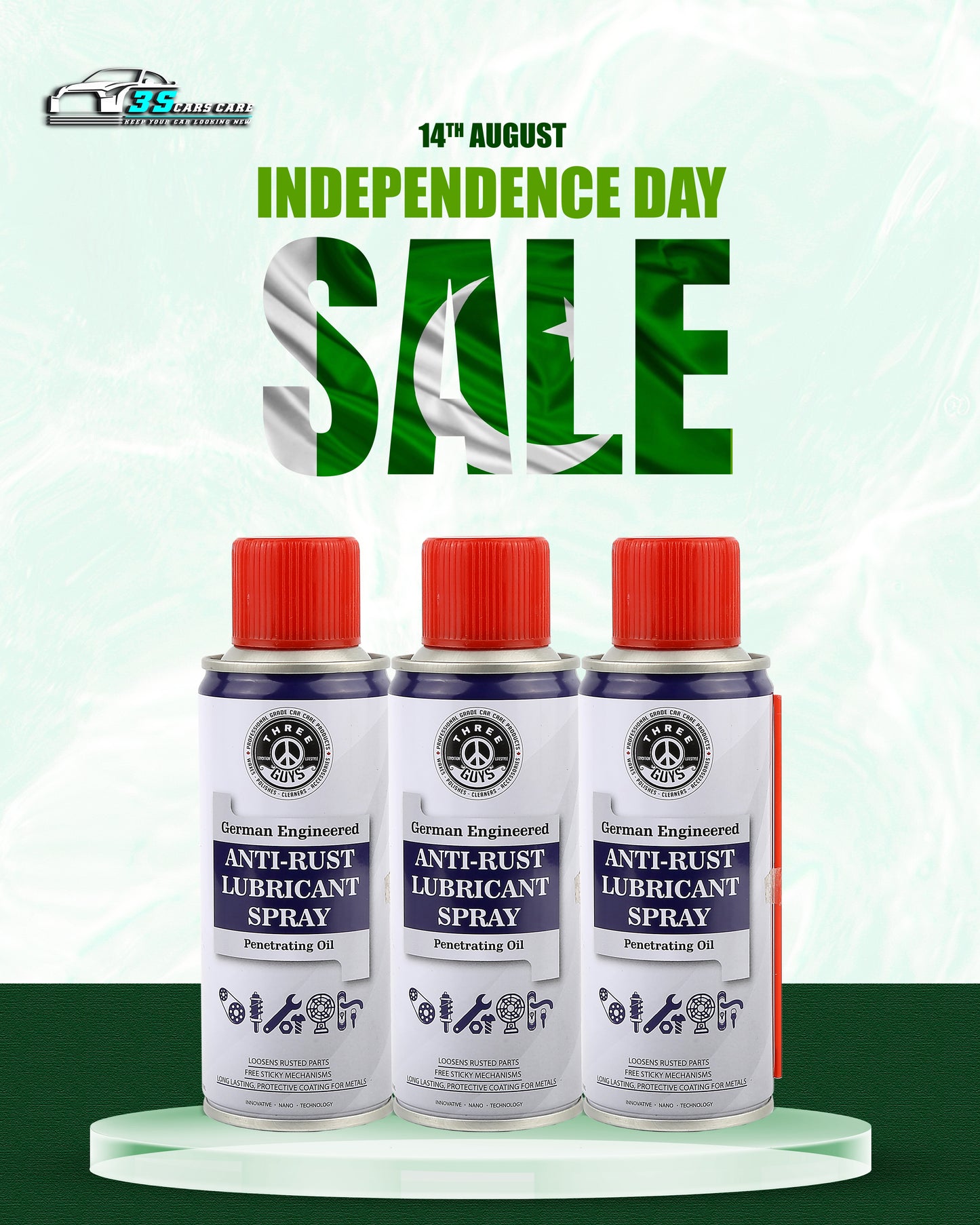 Anti-Rust Lubricant Spray - 200ml | Penetrating Oil, Rust Remover & Multi-Purpose De-Rust Spray | THREE GUYS - German Engineered