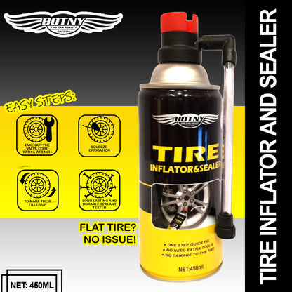 Tire Inflator & Sealer - 450ml - BOTNY