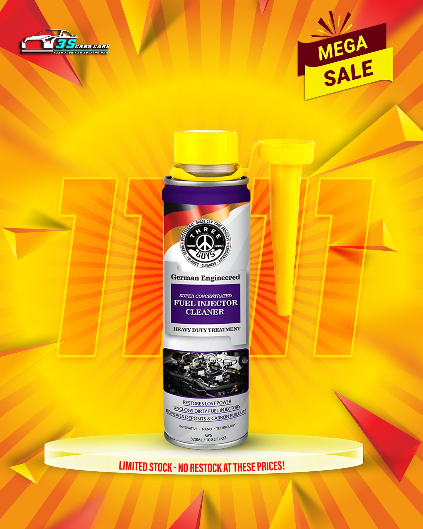 Fuel Injector Cleaner – 320ml | Advanced Fuel System Cleaning & Performance Booster – THREE GUYS - German Engineered