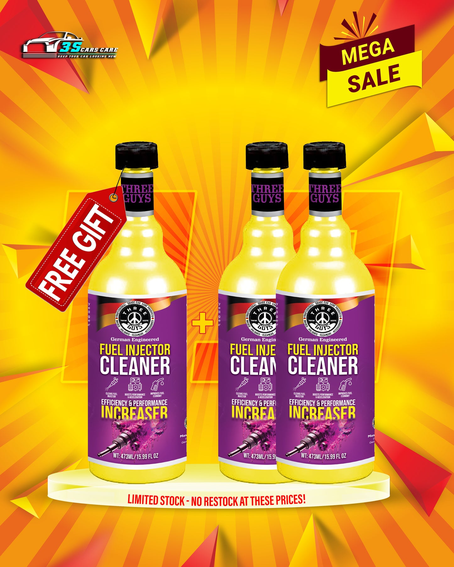 Fuel Injector Cleaner 473ml – Engine Performance & Efficiency Booster | Petrol Saver – THREE GUYS – German Engineered