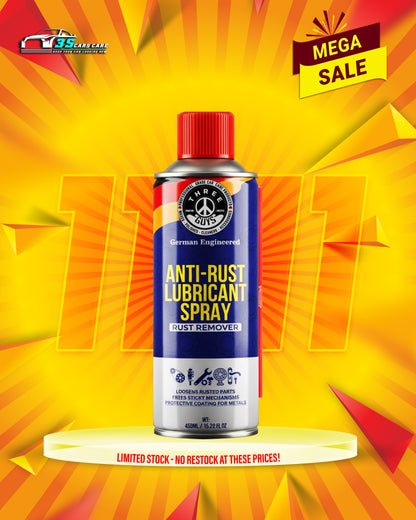 Anti-Rust Lubricant Spray - 450ml | Penetrating Oil, Rust Remover & Multi-Purpose De-Rust Spray | THREE GUYS - German Engineered