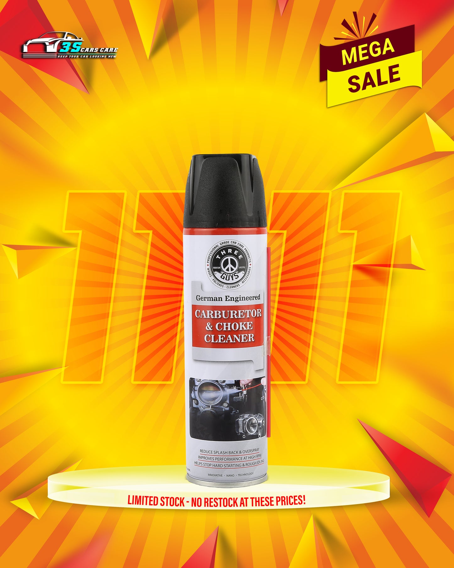 Carburetor & Choke Cleaner | Powerful Engine Cleaning Spray | THREE GUYS - German Engineered