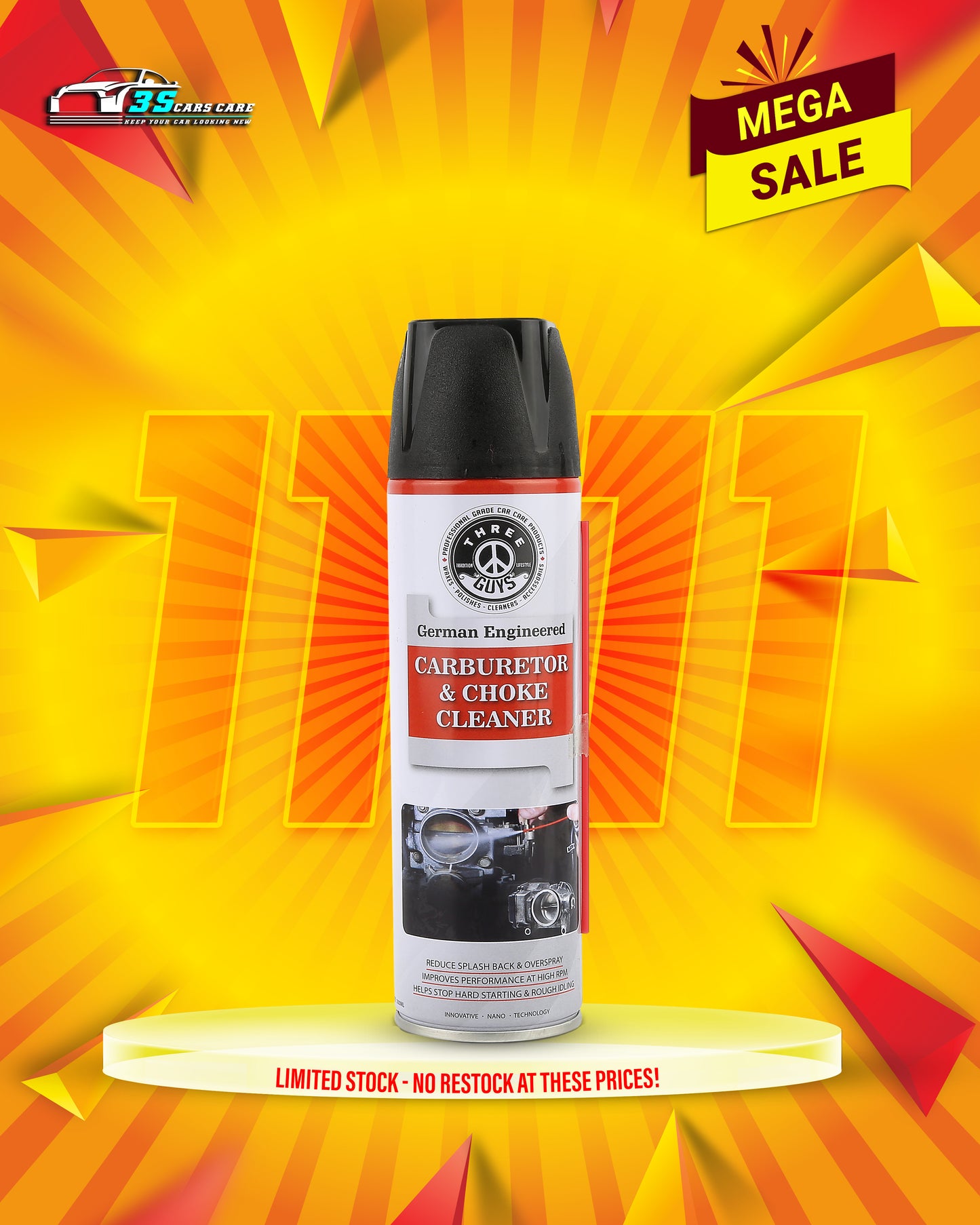 Carburetor & Choke Cleaner | Powerful Engine Cleaning Spray | THREE GUYS - German Engineered