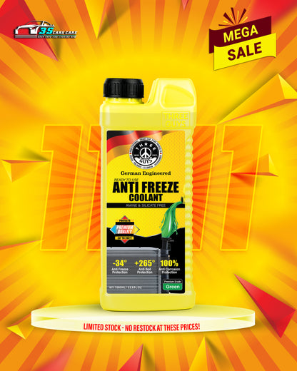 Antifreeze Coolant Green -Premium Grade | IAT Formula | THREE GUYS - German Engineered