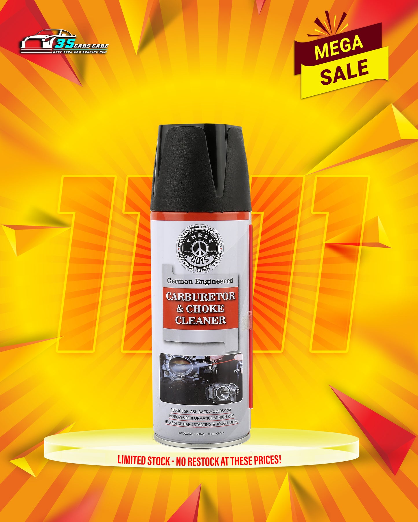 Carburetor & Choke Cleaner | Powerful Engine Cleaning Spray | THREE GUYS - German Engineered