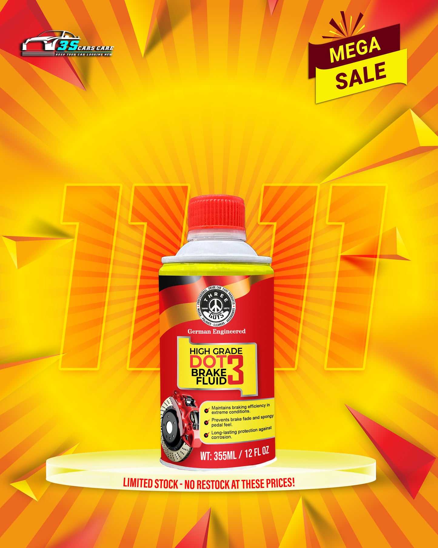 High Grade Brake Fluid DOT 3 | Heavy-Duty, Non-Petroleum Based – THREE GUYS - German Engineered