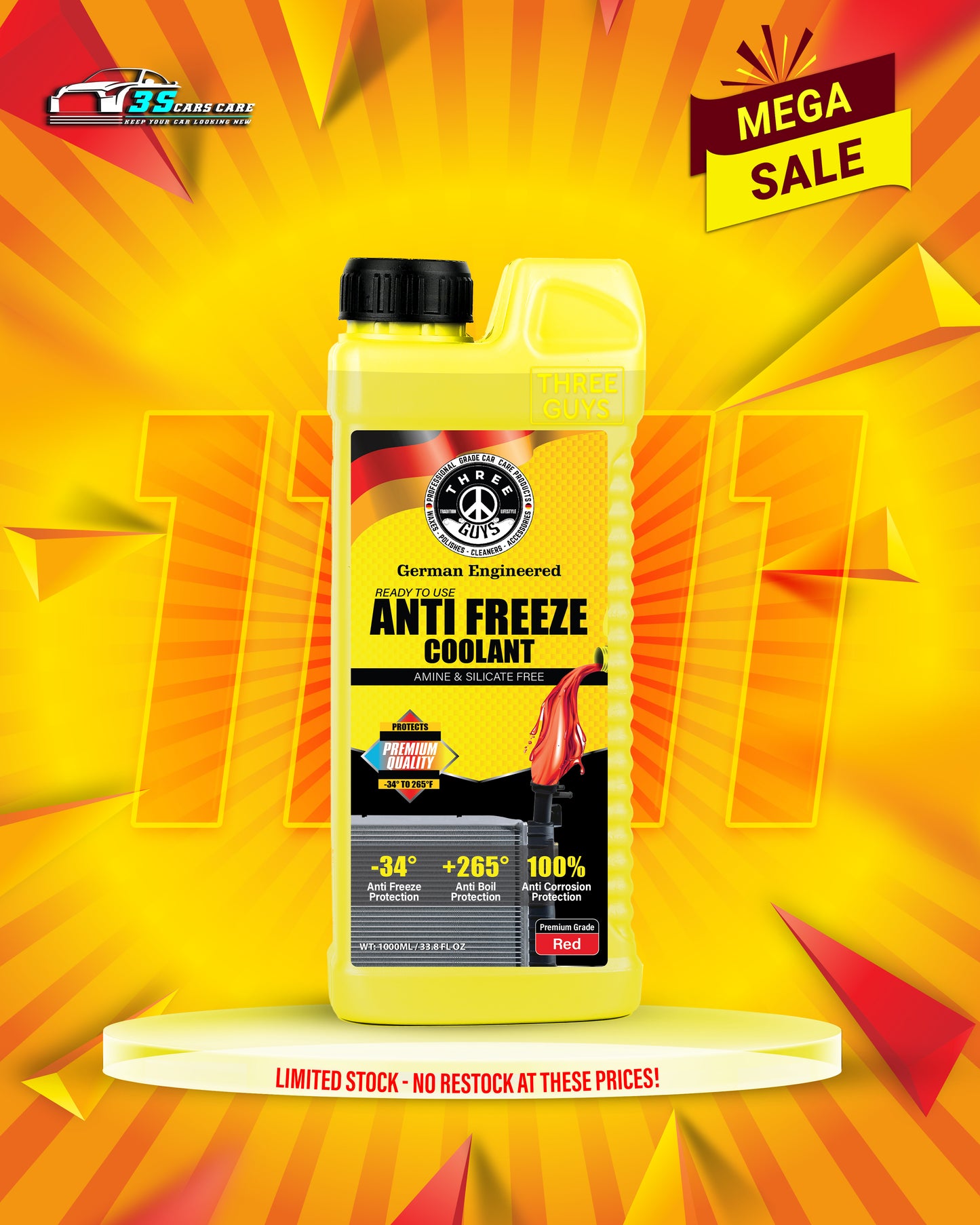 Antifreeze Coolant Red – Premium Grade | OAT Formula | THREE GUYS - German Engineered