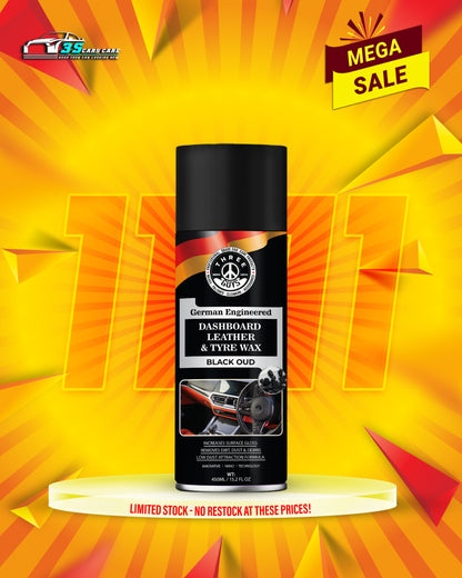 THREE GUYS Dashboard Leather & Tyre Wax (450ml) – Black Oud Fragrance | UV Protection & Dust Repellent | German Engineered