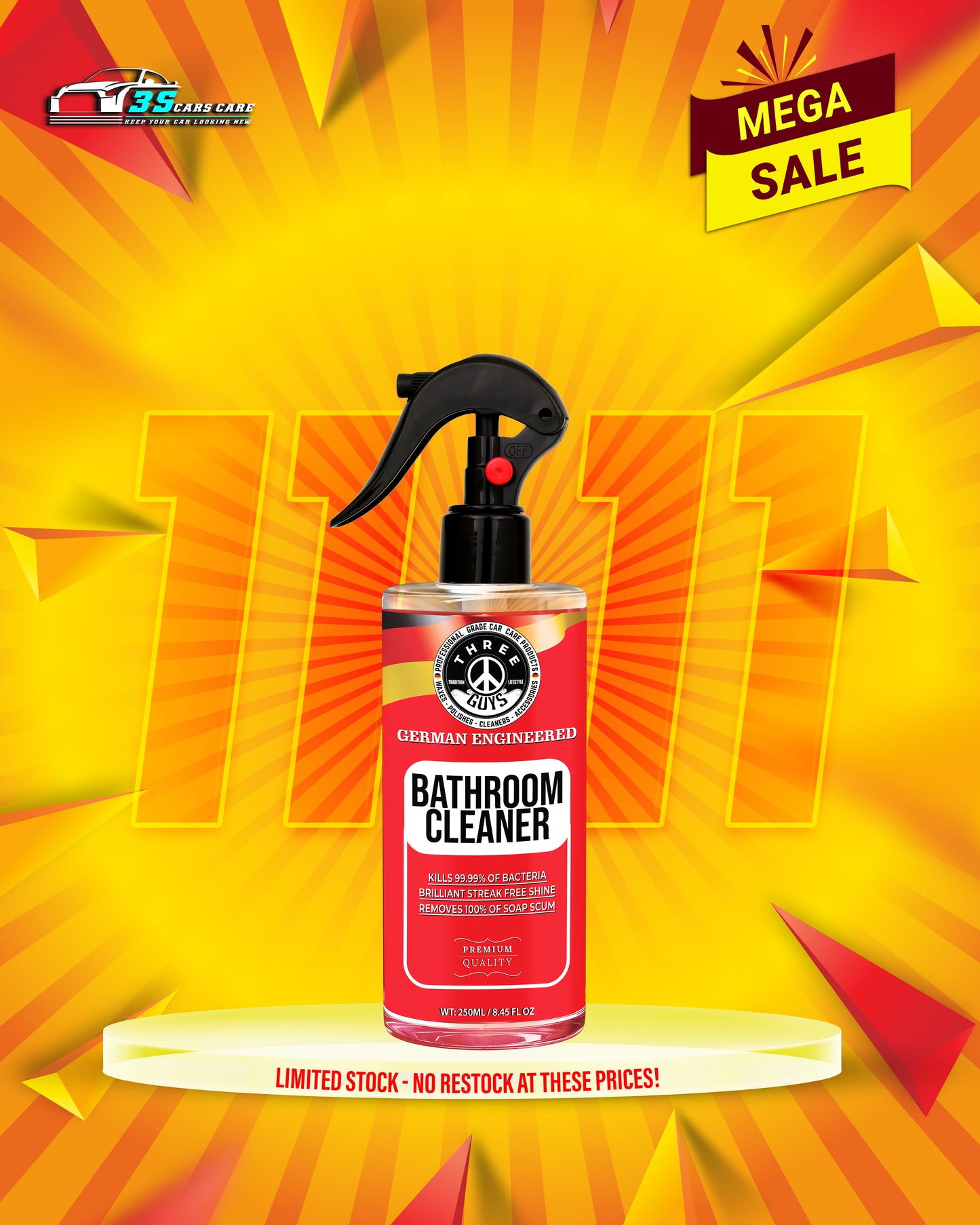 Bathroom Cleaner – Powerful Germ-Killing & Soap Scum Remover | THREE GUYS - German Engineered