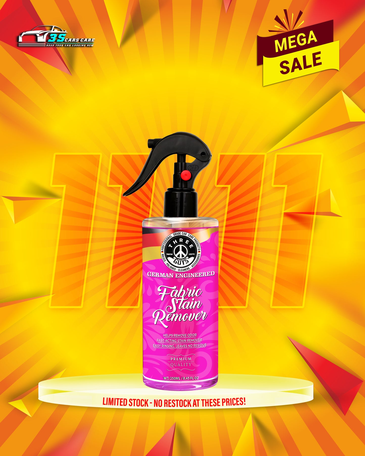 Fabric Stain Remover – Fast-Acting Cleaner for Carpets & Upholstery | THREE GUYS - German Engineered